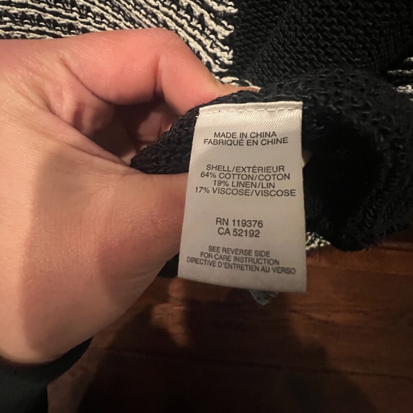 HELMUT LANG ASYMMETRICAL LONG SLEEVE SWEATER, SIZE SMALL , BLACK/WHITE - Picture 11 of 12